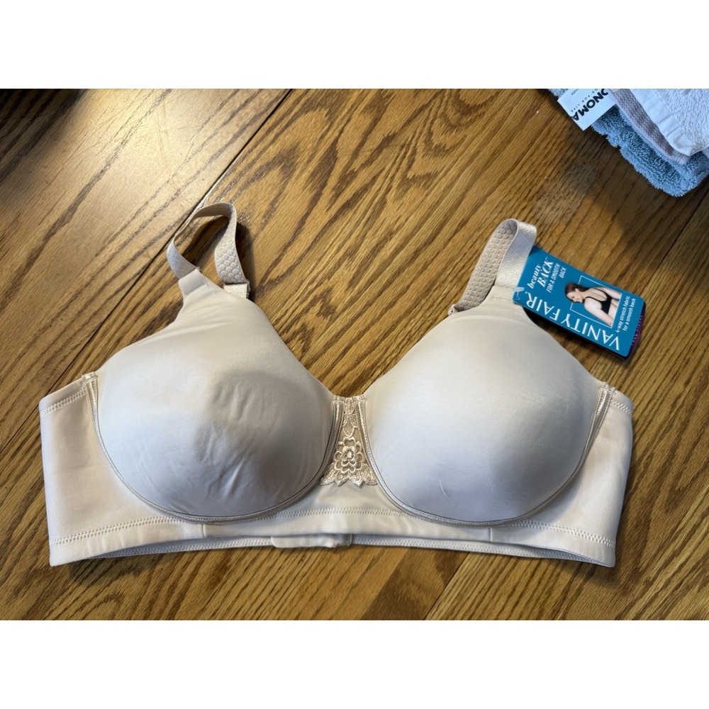 Vanity Fair Beauty Back Full Figure Bra 42C Beige Wireless Smooth Back 71380 New